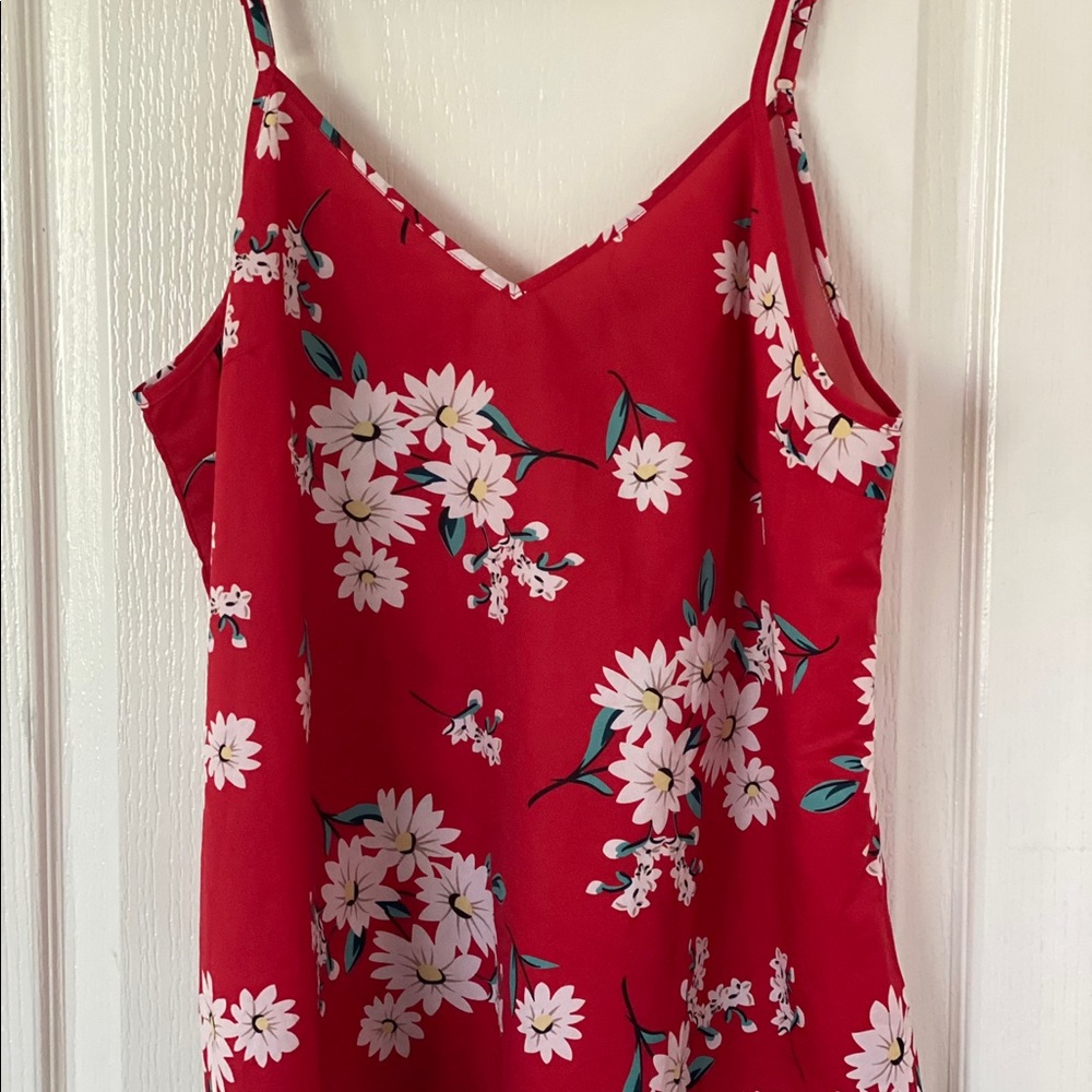 SHEIN XL Red Floral Tank/Blouse. Like new.